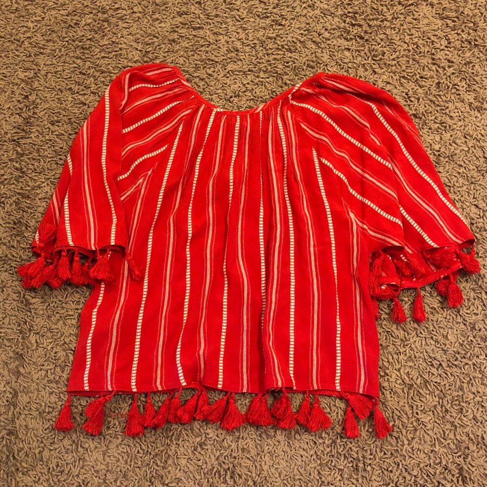 Kenzie Red Tassel Blouse - Picture 3 of 3